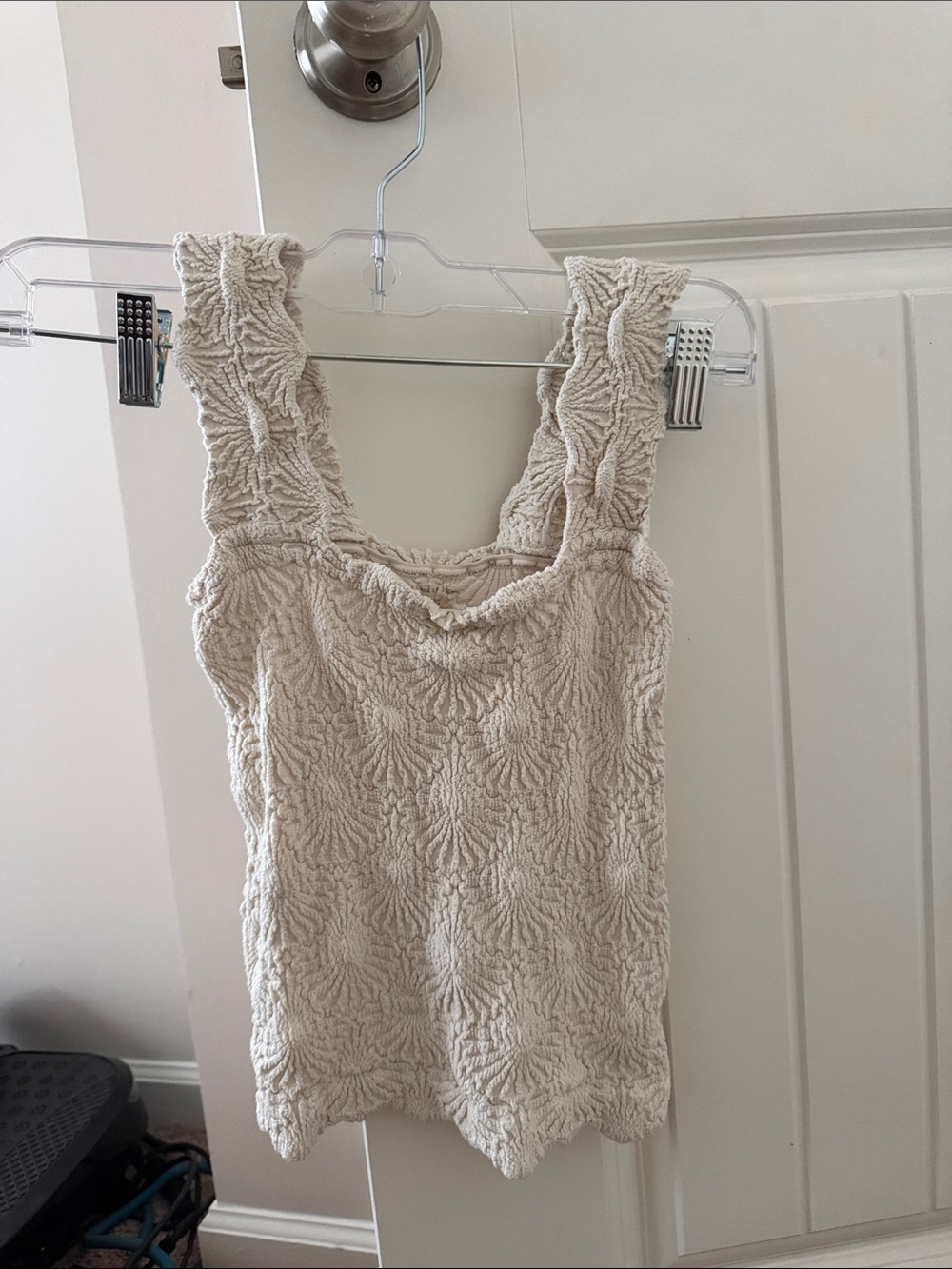Cream Textured Knit Tank Top